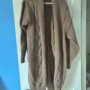 Cozy Cable Knit Cardigan - Brown